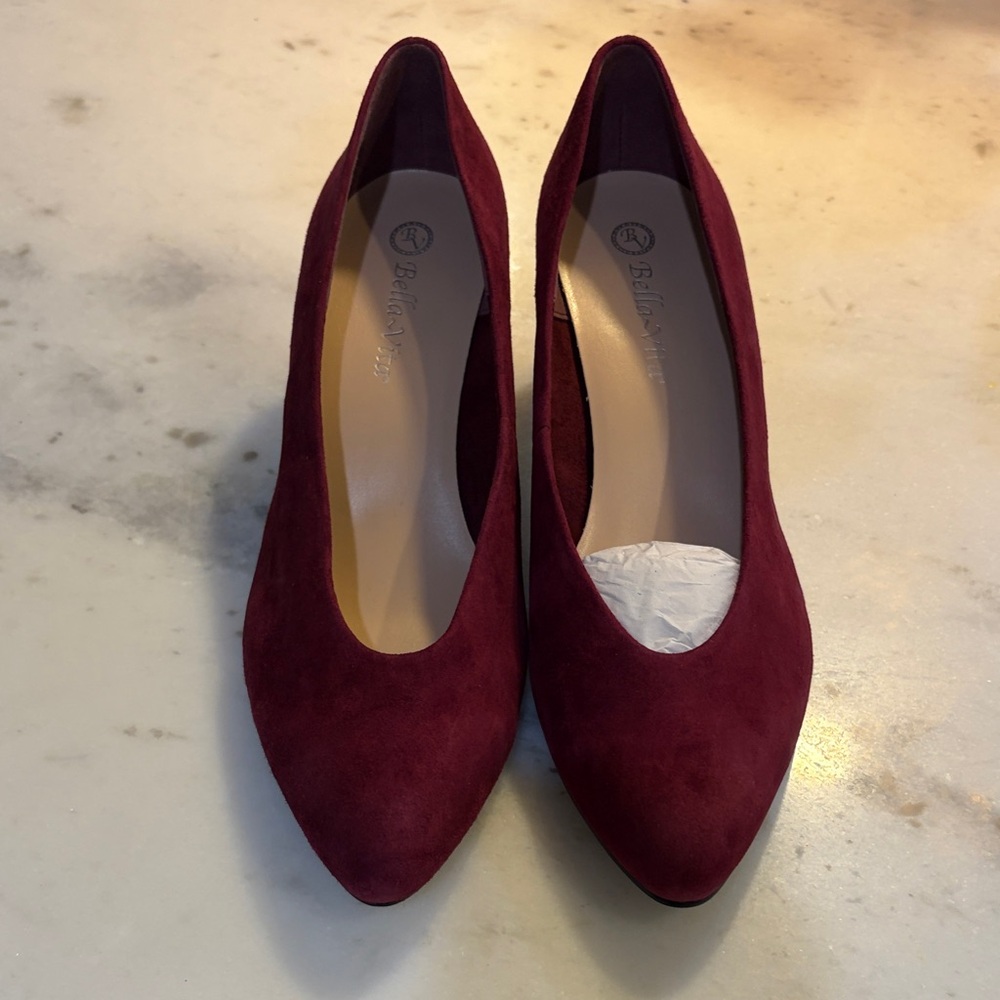 Bella Vita Burgundy Suede Pointed-Toe Pumps